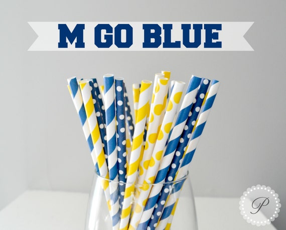 M GO BLUE // University of Michigan Paper Straws