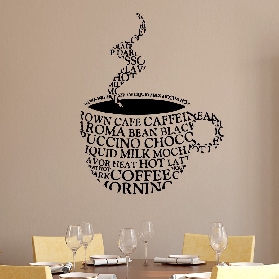 Coffee Wall Decal Coffee Mocha Milk Coffee Cup by