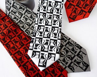 Schrodinger's Cat Necktie, Science Tie, Geek Necktie, Quantum Physics, Science Gift, Teacher Gift