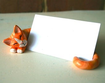 Clay Cat Business Card Holder CUSTOMIZED