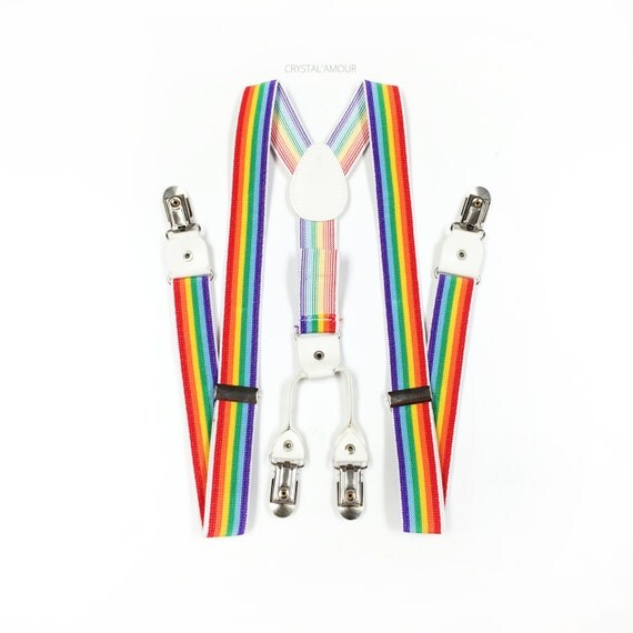 Mens suspenders Rainbow Suspenders DOUBLE CLIP mens