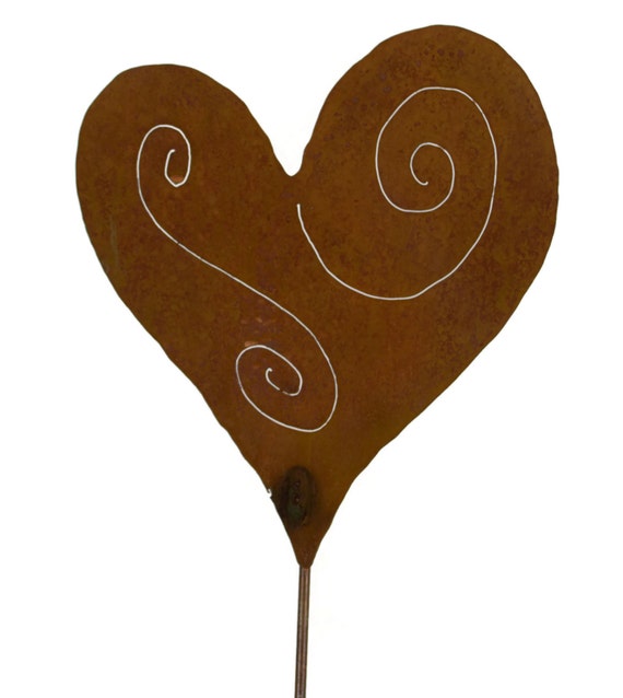 Heart Metal Garden Stake Yard Art GS24 by Oregardenworks on Etsy