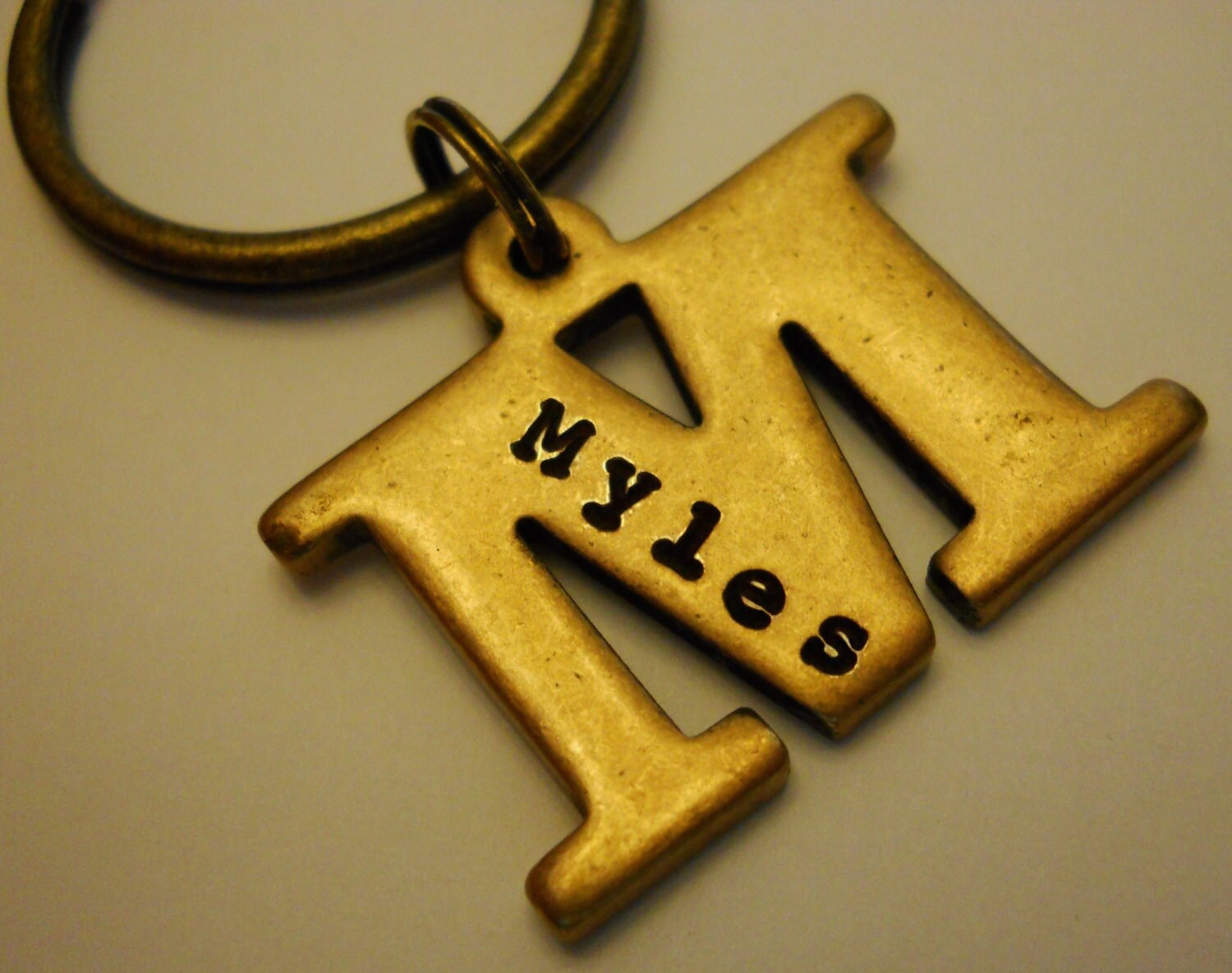 Initial Letter Keychain Brass Alphabet Letter Charm Custom
