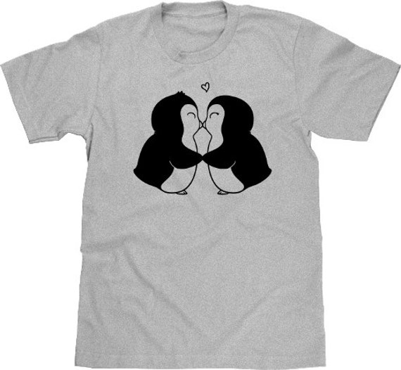 Penguins In Love Penguin TShirt Penguin T by NaughtyCatApparel