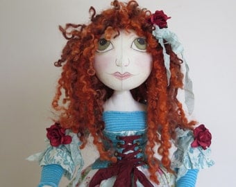 Handmade Fabric OOAK Art Doll - Textile Soft Sculpture - Cloth Doll