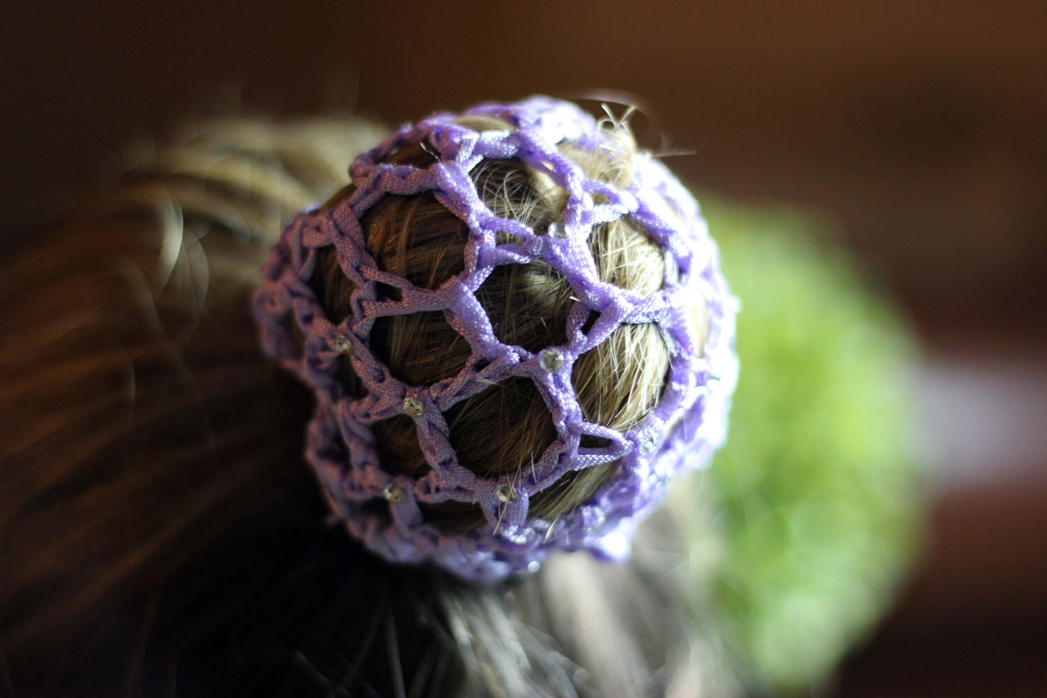 Bun Cover Rhinestone Hair Net Ballet Dance by atouchofexcellence