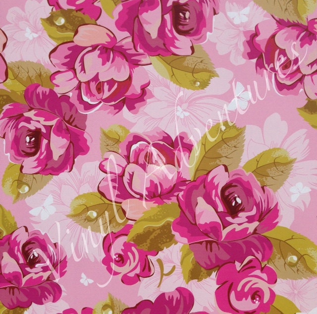 Floral Pattern Vinyl Pink Flower Rose Printed Patterned