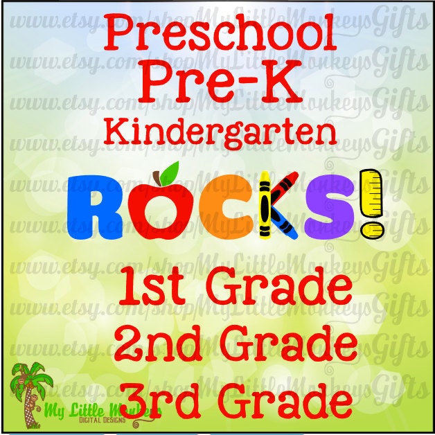 Preschool Pre-K Kindergarten 1st grade 2nd Grade 3rd Grade