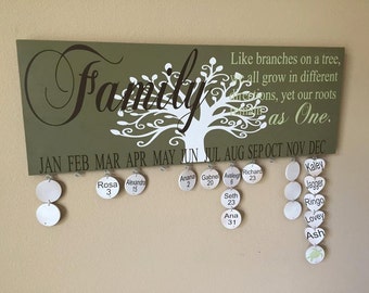 Family Birthday Board - Celebration Board-Family Birthday Board - Celebration Board - Anniversary gift - Housewarming gift -gift for her