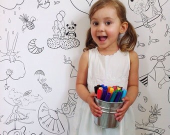 Giant coloring poster, Giant coloring, kids game, coloring, poster, kids, black and white, decor