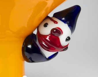 Vintage glass clown pedestal dish. Probably Italian Murano
