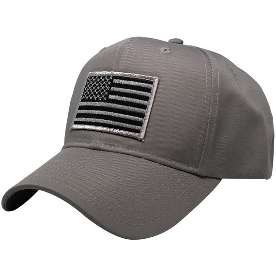 Subdued Grey American Flag Embroidered Iron On Patch Ball Cap