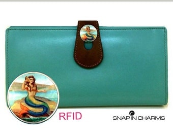 Womens turquoise wallet / womans wallet / womens leather wallet / wallet for women / women's aqua wallet / mermaid wallet