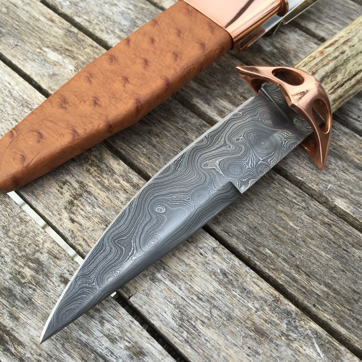 Damascus Custom Knife Made in Michigan by by MapleRiverKnives