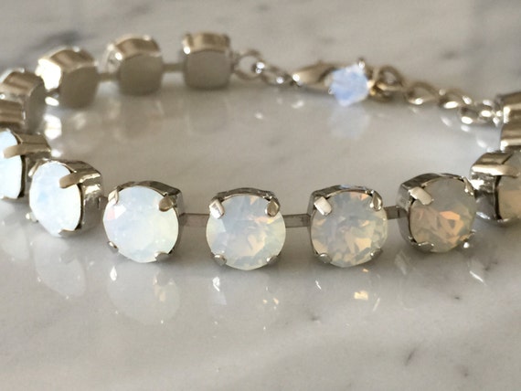 Crystal White Opal Bracelet, Crystal Bridal Bracelet, White Opal Crystal Bracelet, Swarovski White Opal Bracelet