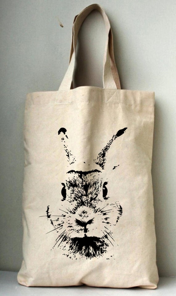 Australia Rabbit Head Bags Printed Cotton Canvas by JeedDesign