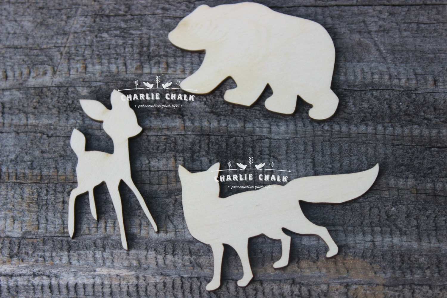 Woodland Animals Set of 15 Small Wood Cutouts Woodland by JimboGee