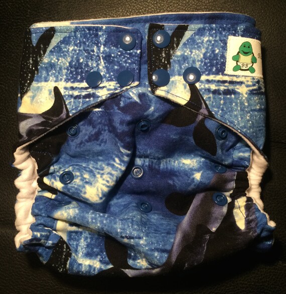 Orca Whale One Size Pocket Diaper by BlayzeBottoms on Etsy