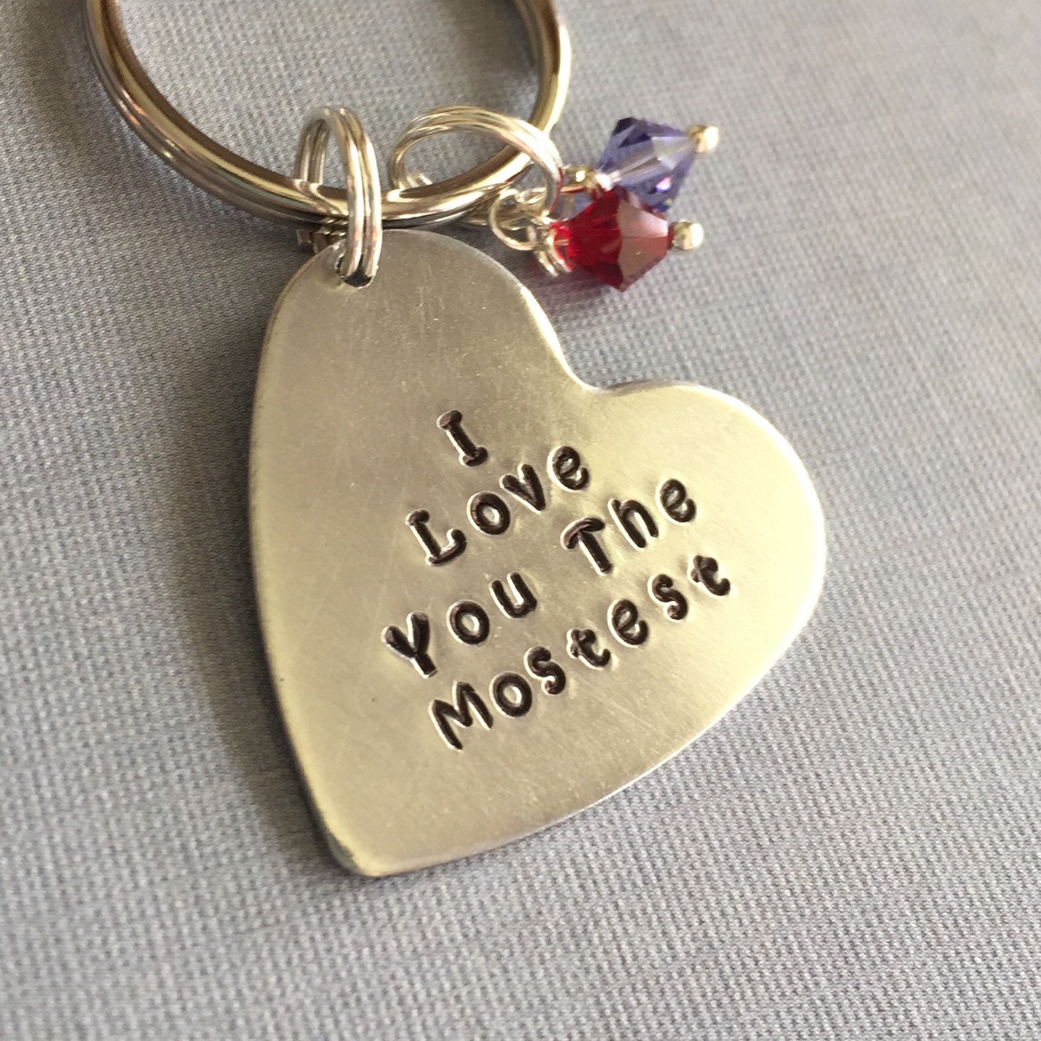 I Love You The Mostest Handstamped Key Chain Personalized 