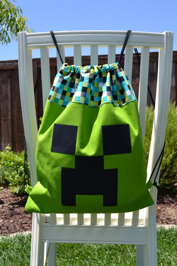 Minecraft cinch bag drawstring backpack creeper bag by OliOliWay