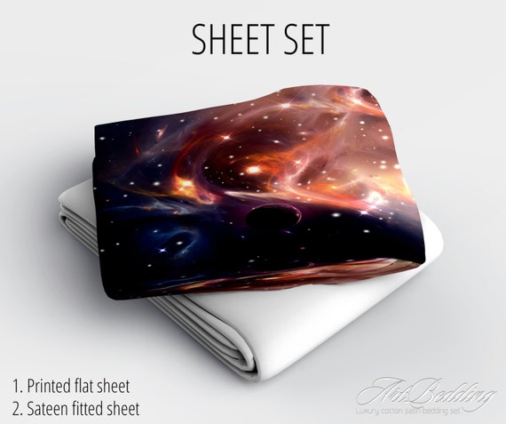 Galaxy print 4 peace sheet set full / queen organic by ...