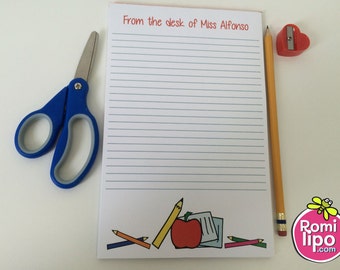 Teacher notepad, Set of 2 personalized notepads 50 sheets 5.5" x 8.5", back to school notepad,teacher gift, notepad, note from teacher