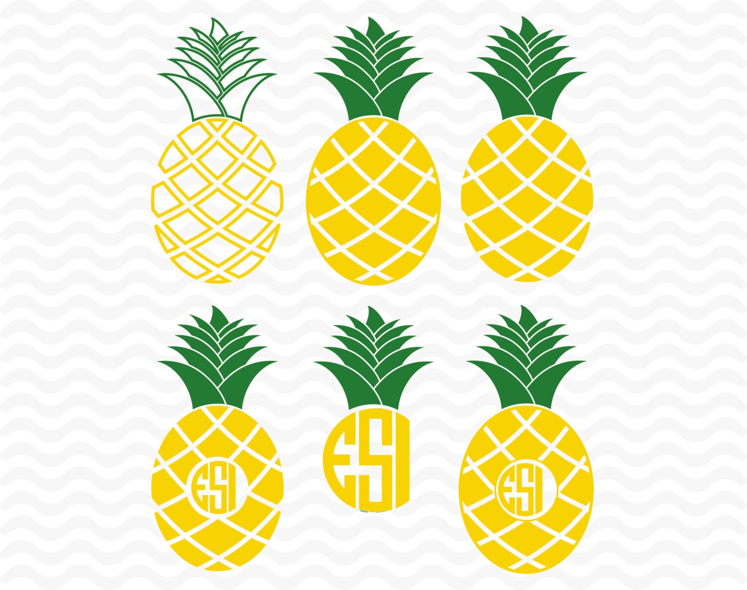 Pineapple monogram designs SVG DXF EPS Vinyl by ...