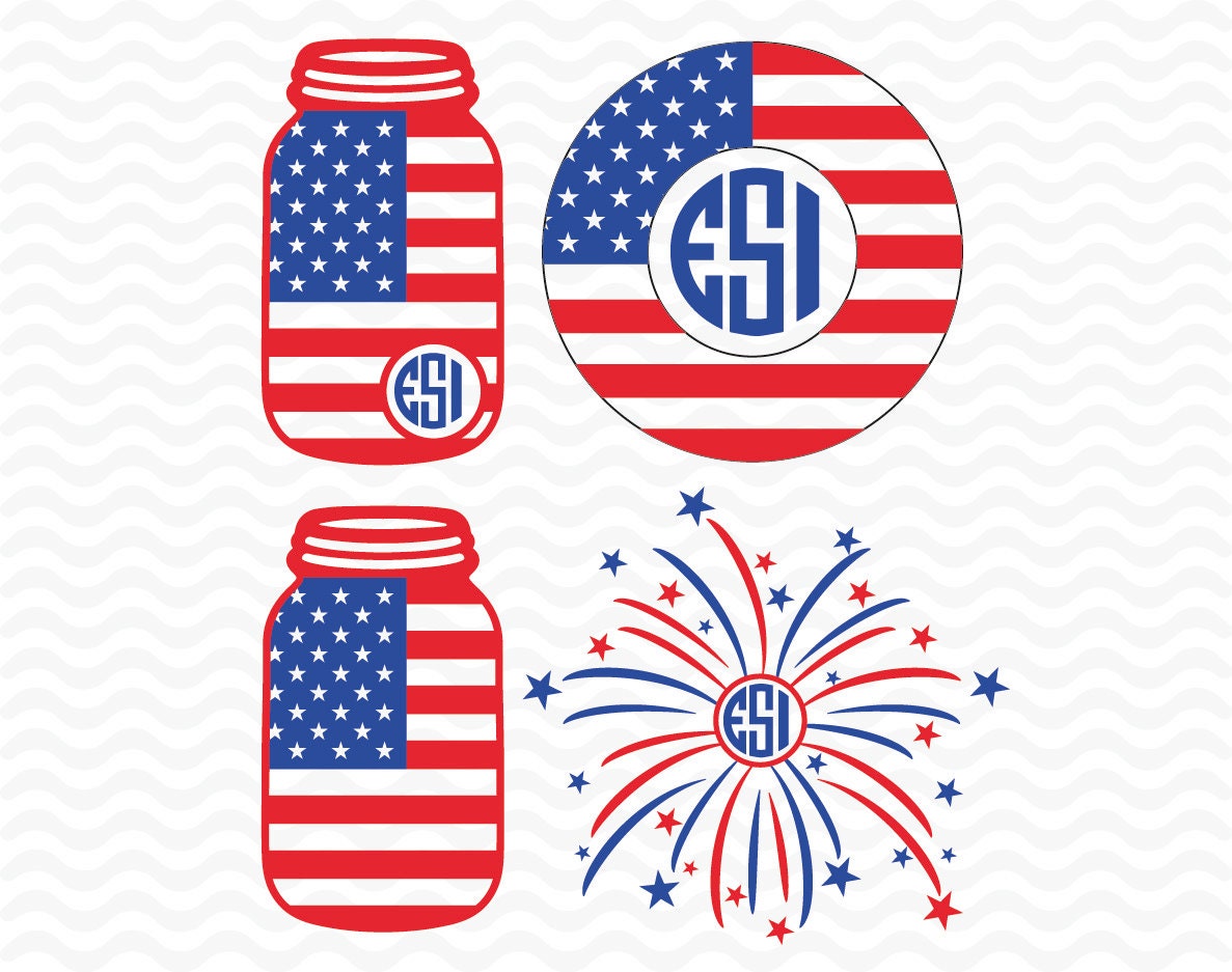 Download Mason jar circle monogram frame July 4th by ESIdesignsdigital