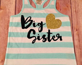 Big Sister Shirt Big Sister Tank Big Sis Shirt Personalized Shirt Sibling Sister Shirt Pregnancy Announcement Baby Announcement Shirt
