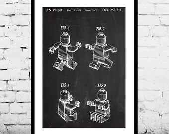 Lego Poster, Lego Figure Patent, Lego Blueprint, Lego Figure Art, Lego Print, Lego Decor, Lego Artwork, Lego kids room Decor, Legoman