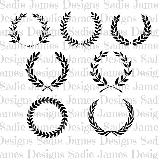Download Laurel Leaf Wreath Monogram Collection SVG and Silhouette