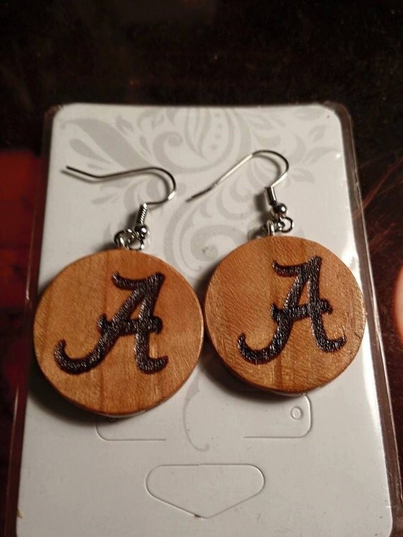 1 set cherry wooden Alabama earrings laser by