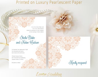Personalised wedding Invitation set printed on luxury shimmer paper | Printed wedding invitations with RSVP postcards | Cheap wedding sets