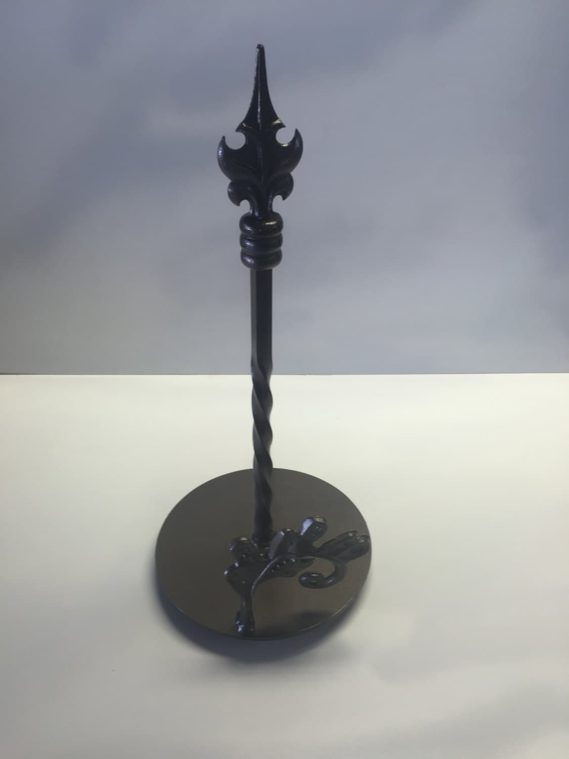 thumbnail image 2 of Amish Hand Forged Wrought Iron Paper Towel Holder – Wall Or Cabinet Mount – Black Scroll 2 of 2