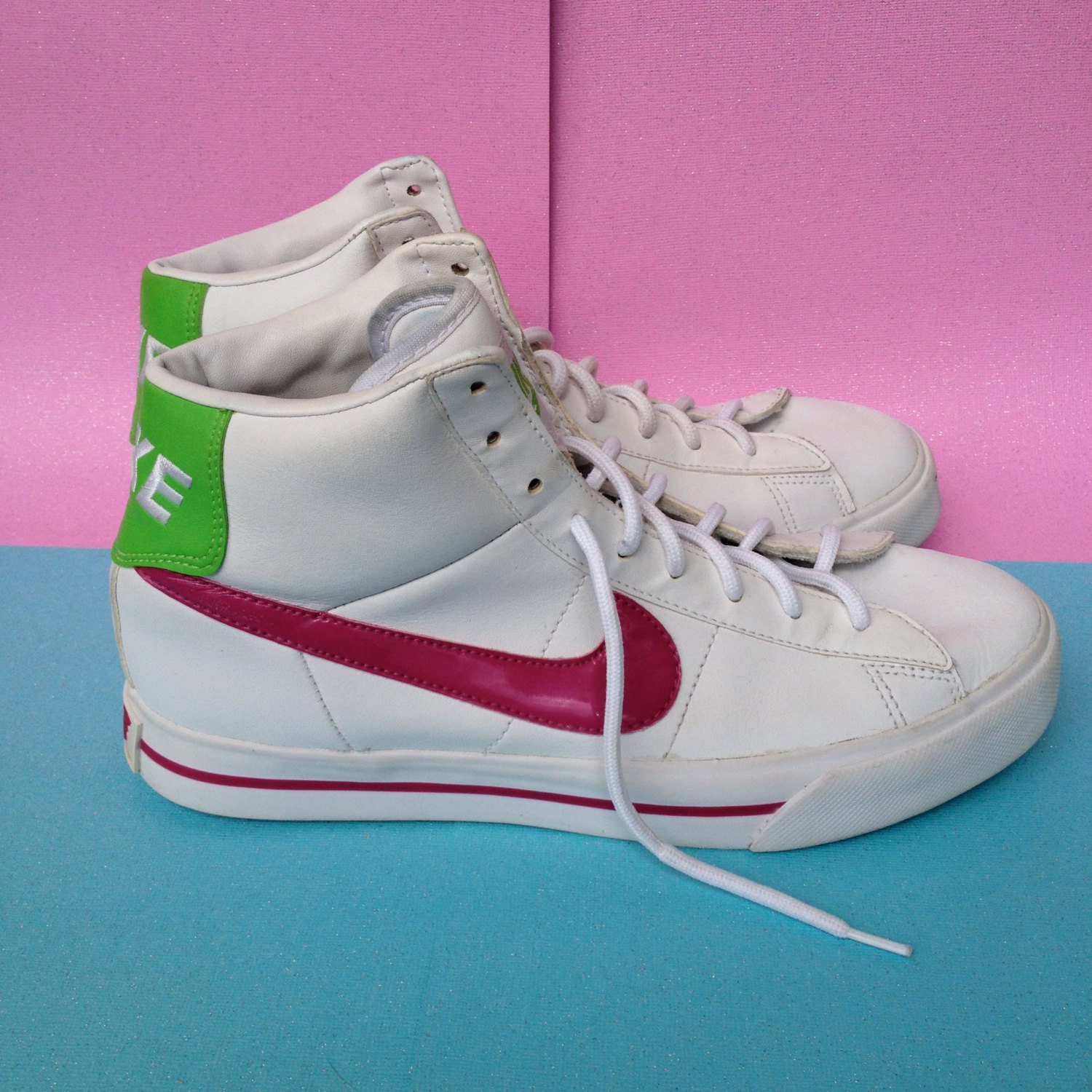 lime green white nikes