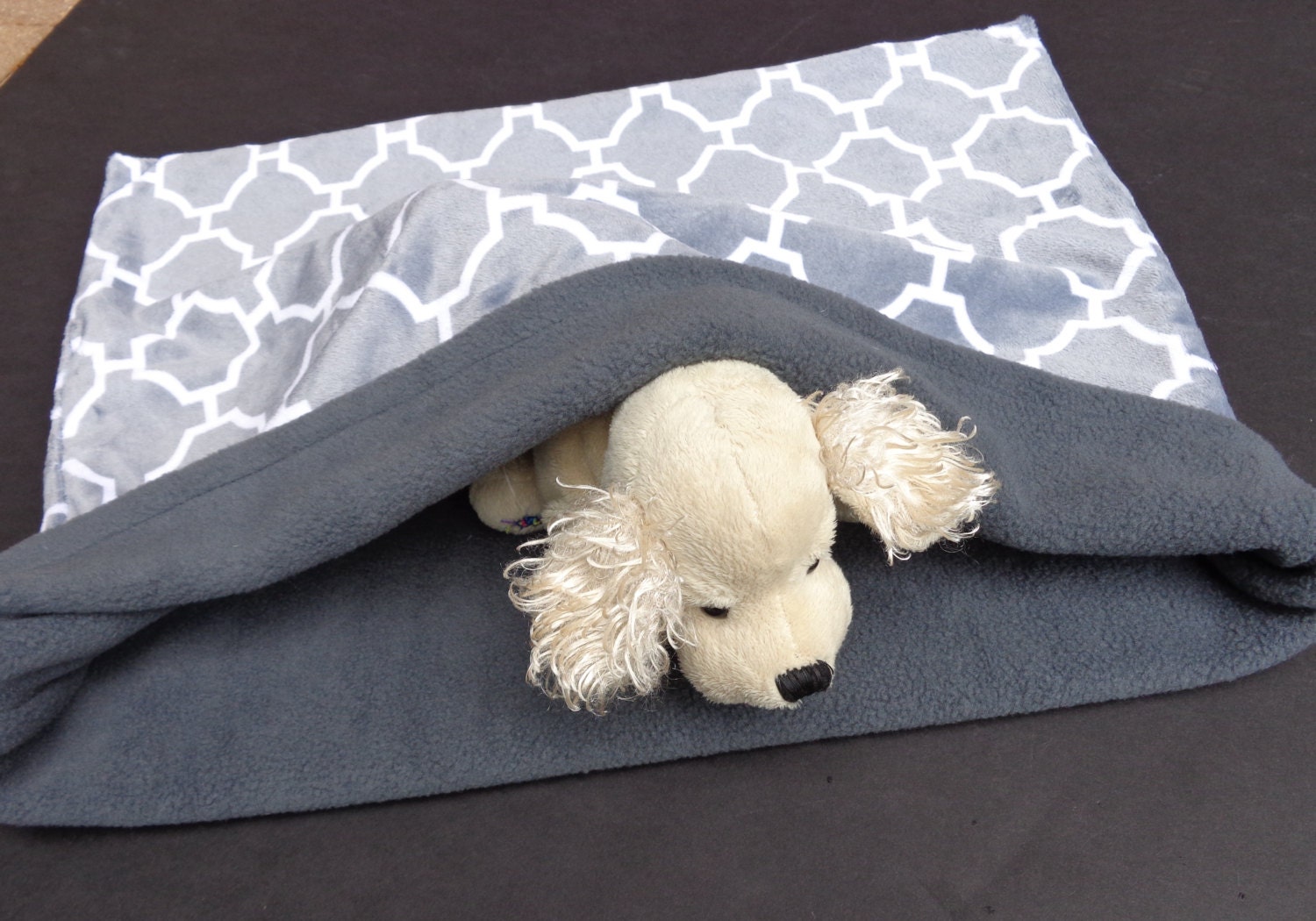 Pet Sleeping Bag Snuggle Burrow Sack Reversible Gray Fleece