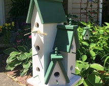 Large Handcrafted Wooden Birdhouse Condo Outdoor Bird House