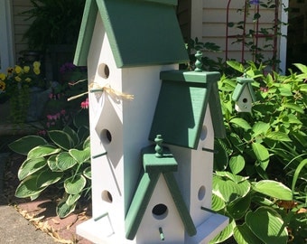 Large Handcrafted Wooden Birdhouse Condo Outdoor Bird House