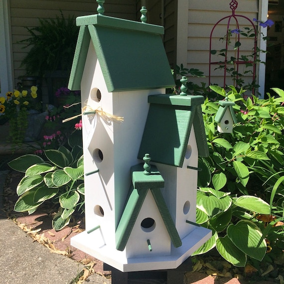 Large Handcrafted Wooden Birdhouse Condo Outdoor Bird House