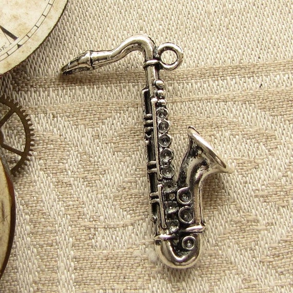 Saxophone Charm 3 per package ART015 by BriarGateGoods on Etsy