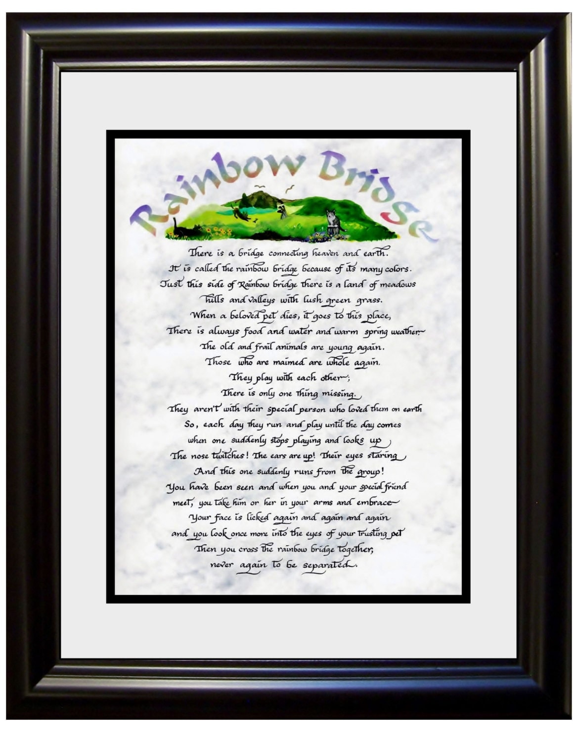 rainbow bridge pet poem personalized and framed for those who