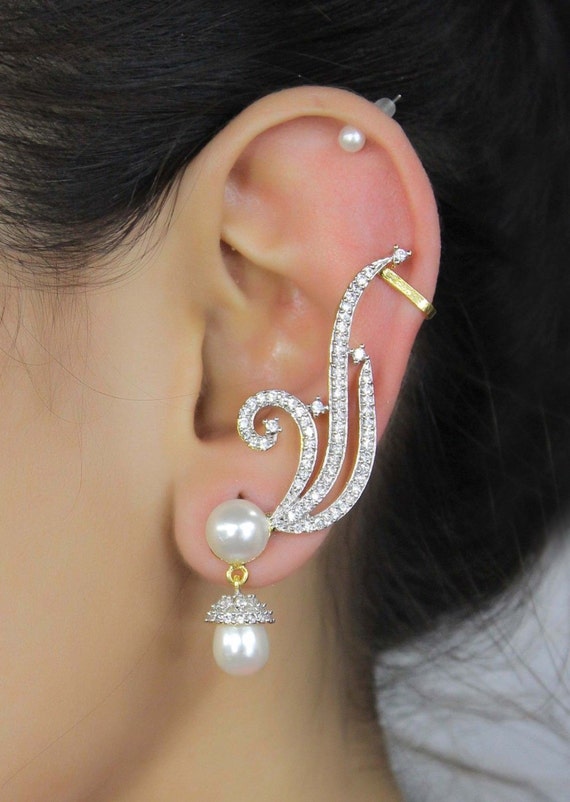 Indian Bollywood Zircons Made Ear Cuff Earring by ZaZaBoutique80