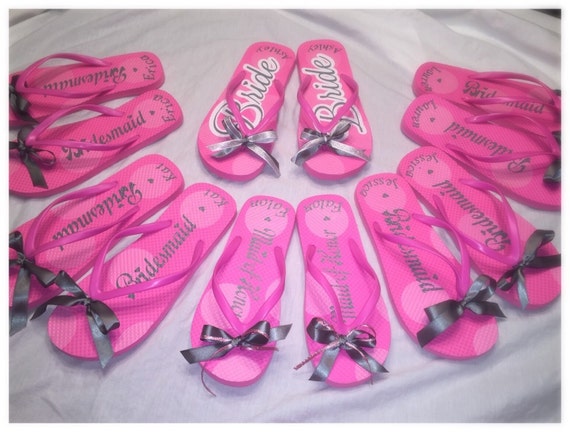 Flip Flops Custom Set For Bride Bridal Party Any By Vivaaalavinyl