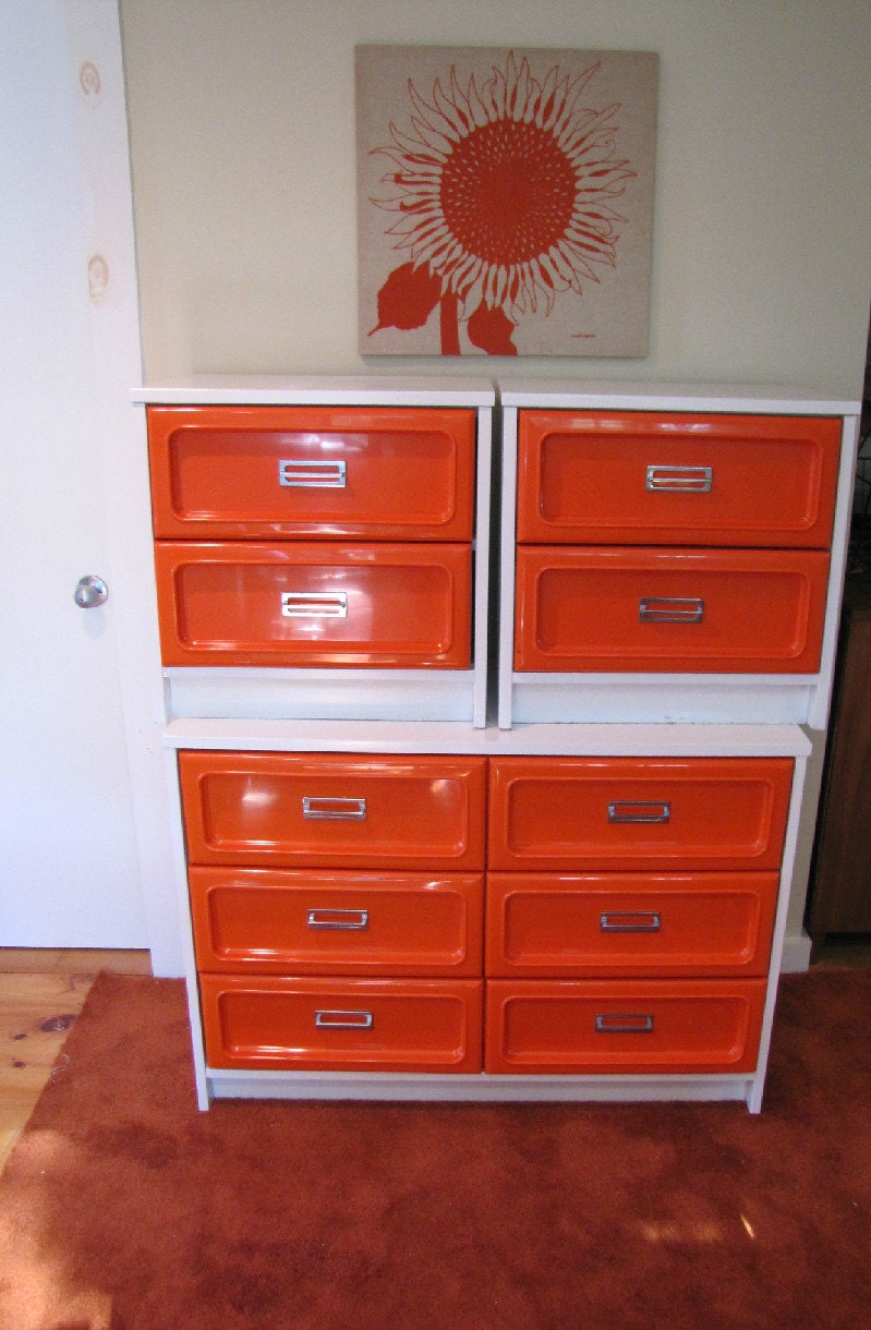 orange and white dresser Modern Orange and White Dresser
