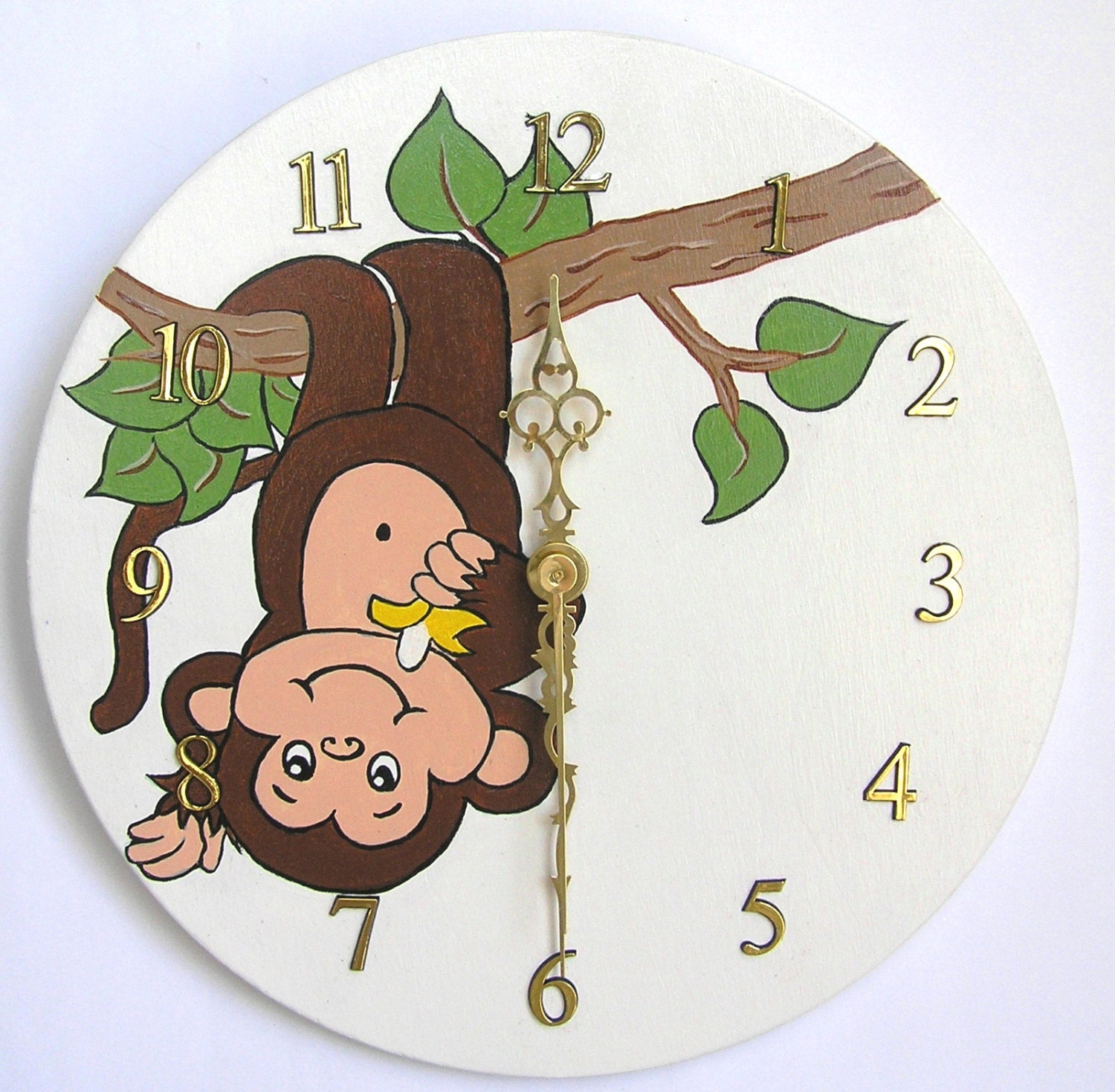 Nursery Wall Clock Nursery Monkey Clock Hanging Monkey Wall