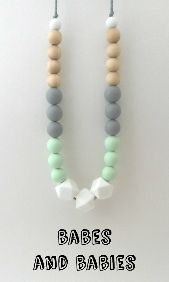 Silicone Teething Necklace Nursing Necklace Modern by BabesNBabies