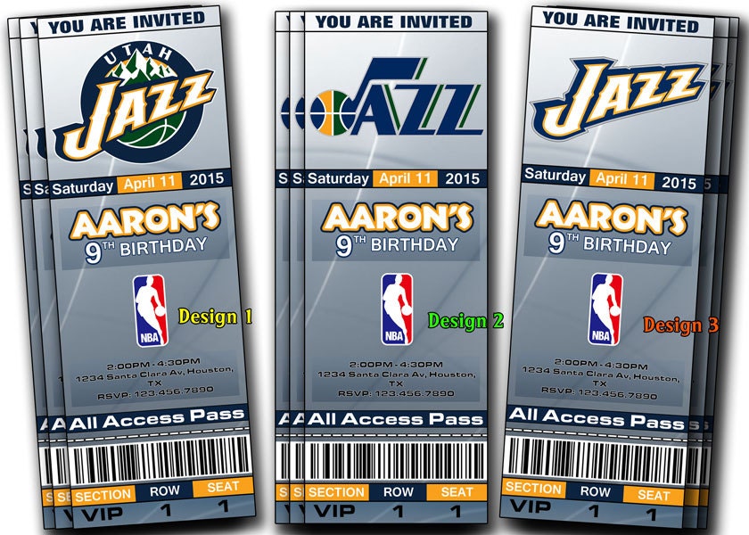 Utah Jazz Ticket Invitations Invite Custom by HappyDigitalPrints