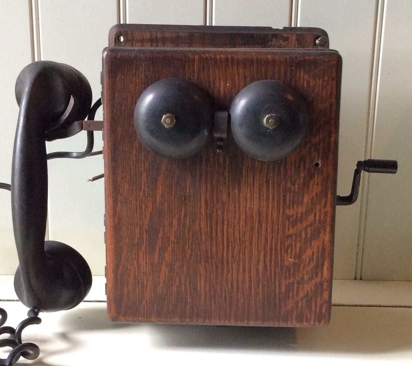 Antique Oak Switchboard Wall Box Telephone