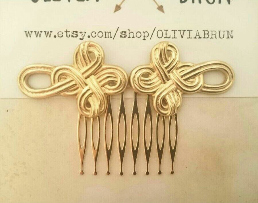 Celtic Knot Hair Comb Gold Rope Hair Comb Wedding Hair Bridal