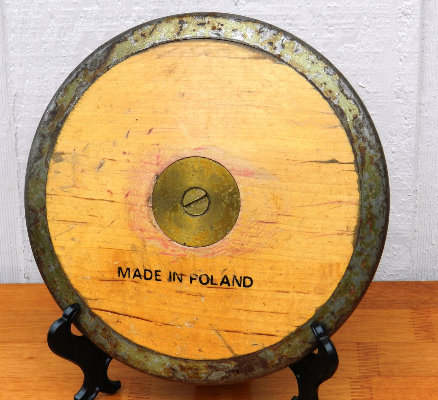 Vintage Wood and Metal Discus Made In Poland by NWAttic